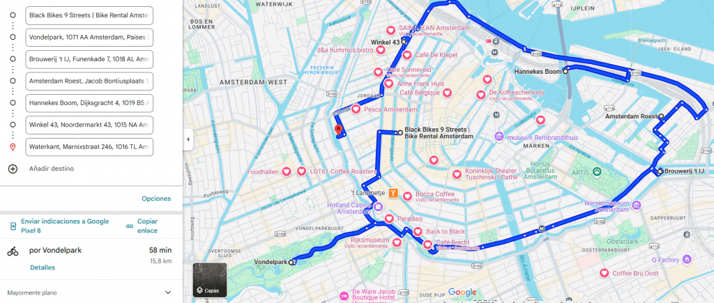 Map of spots to see in Amsterdam