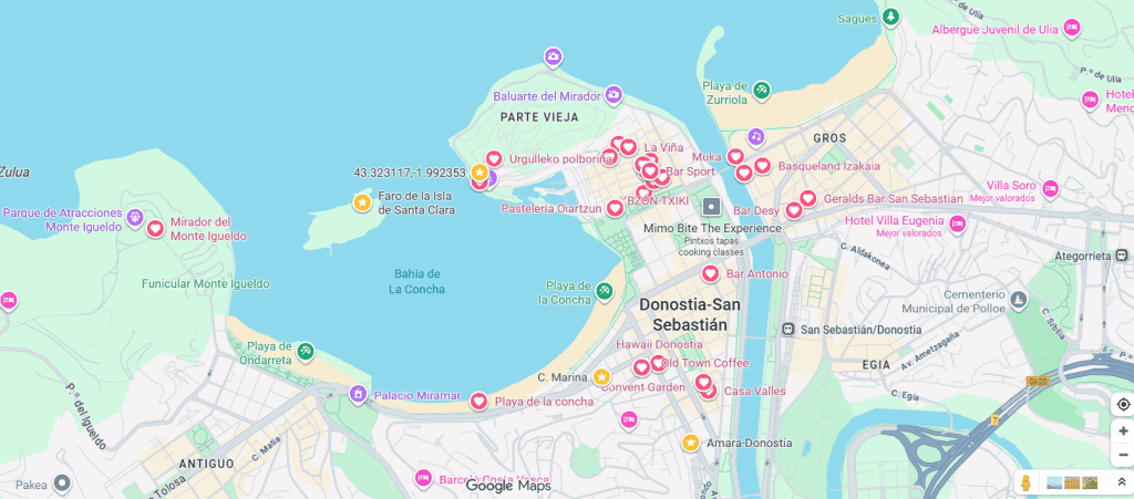 Map of San Sebastian