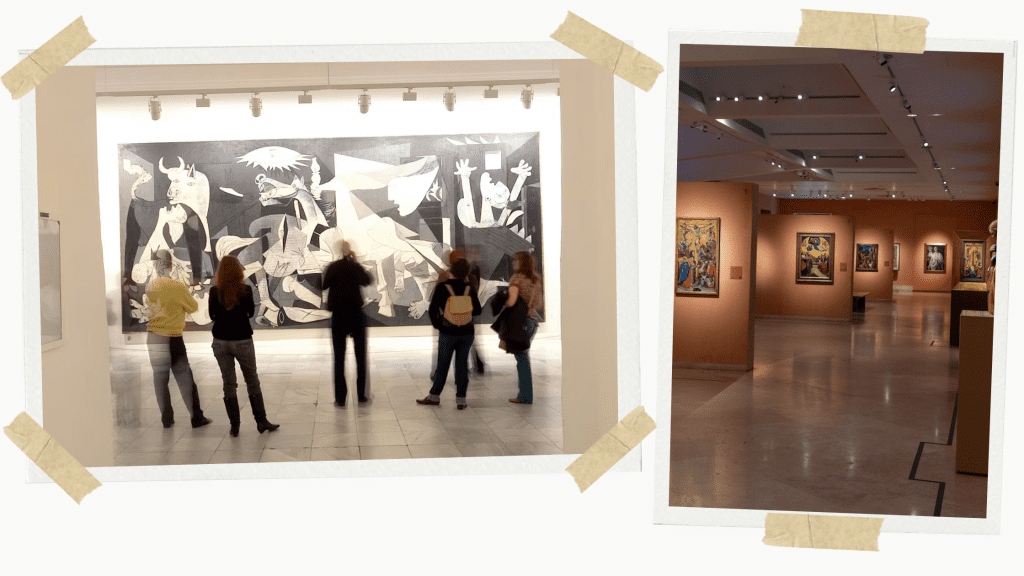 The Guernica inside the Reina Sofía Museum and inside the Thyssen-Bornemisza Museum